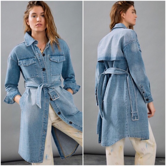 NWT ANTHROPOLOGIE BLAINE DENIM TRENCH COAT - Picture 9 of 9
